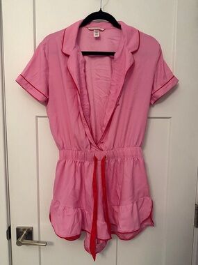 Victoria’s Secret Pink Short Sleeve Romper with Red Trim - Women's sleepwear